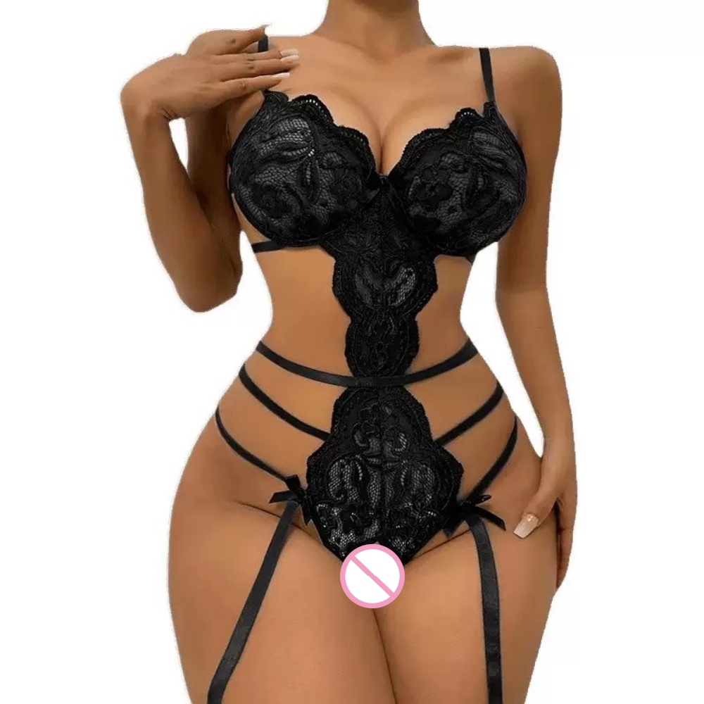 Lace Teddy Lingerie - بدلة داخلية مثيرة من الدانتيل مفتوحة