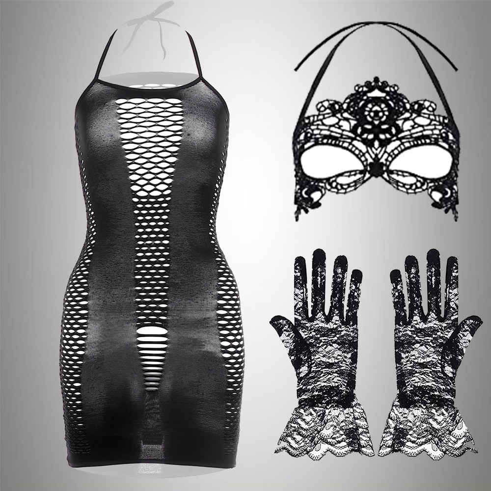 Bodystocking Fishnet - مجموعة ملابس داخلية نسائية ، 3