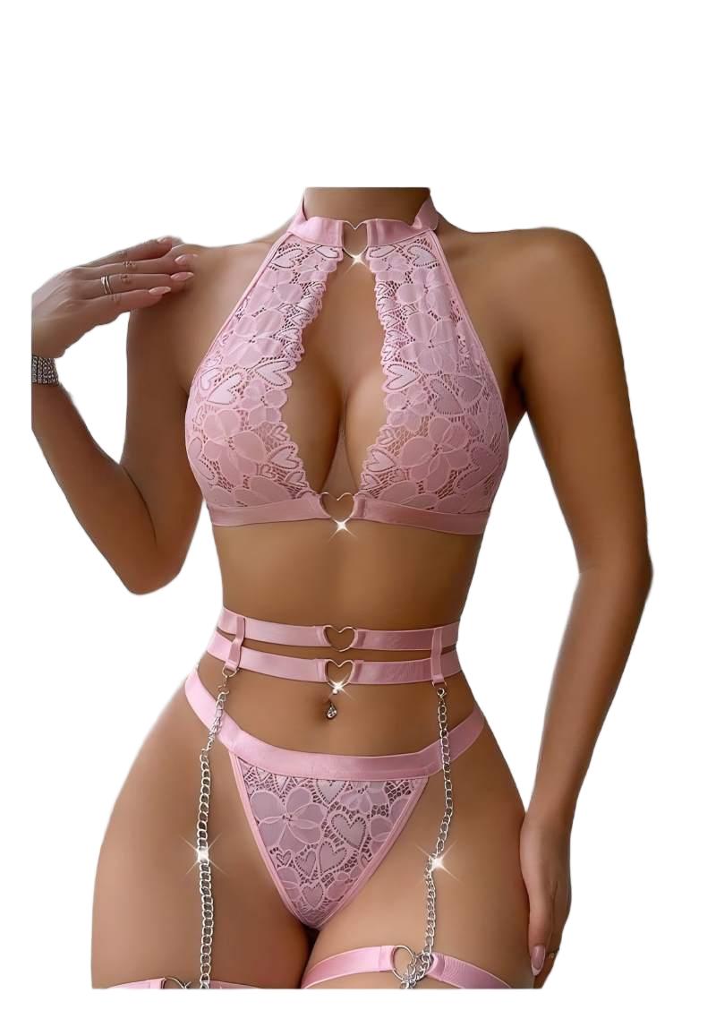 Push Up Bra Padded - طقم لانجري مثير من الدانتيل بتصميم