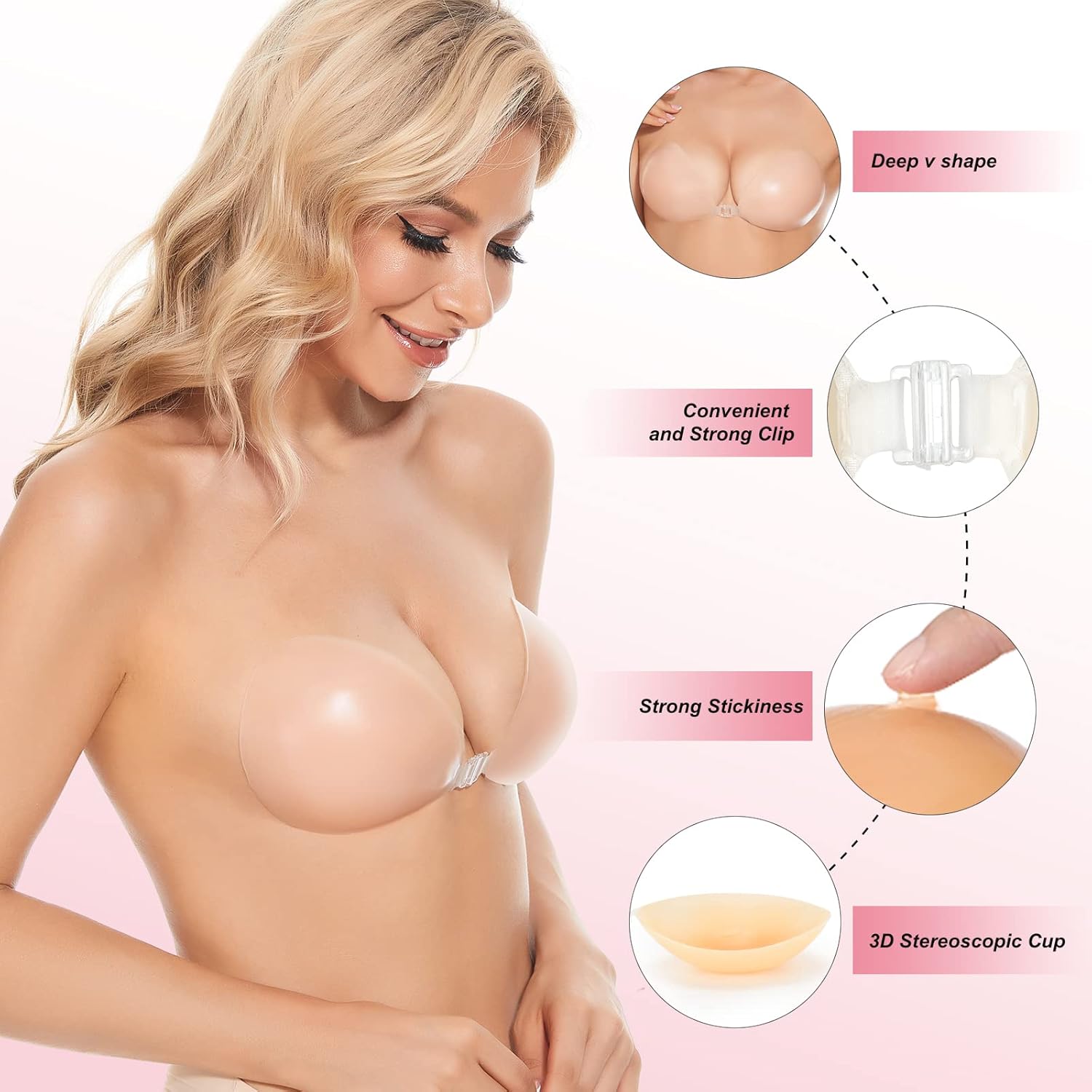 Silicone Bra Adhesive - حمالة صدر لاصقة رافعة للصدر، حمالات