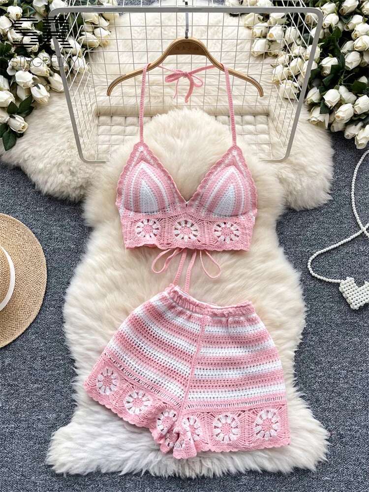 Cami Top Lace - عطلة الشاطئ متماسكة 2 قطعة الدعاوى