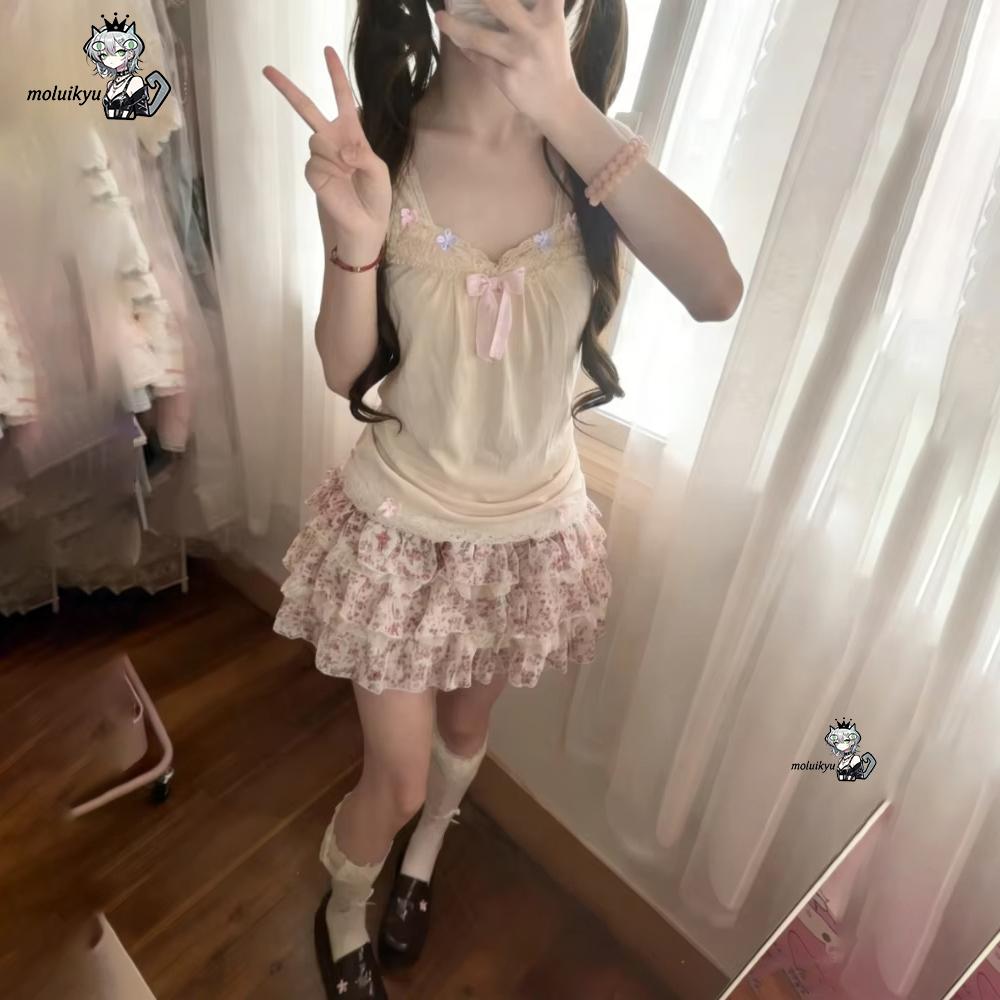 Cami Top Lace - طقم نسائي من قطعتين بتصميم Y2K: