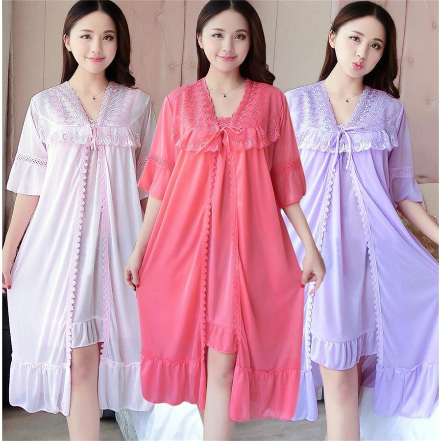 2024 فستان نوم مثير بياقة على  - مراجعة Robe Silk Women وسعره