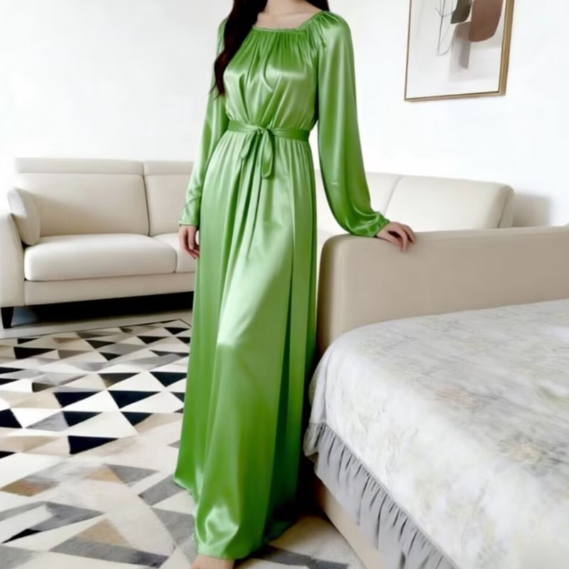 روب نوم حريري لامع مع حزام، فس - مراجعة Robe Silk Women وسعره