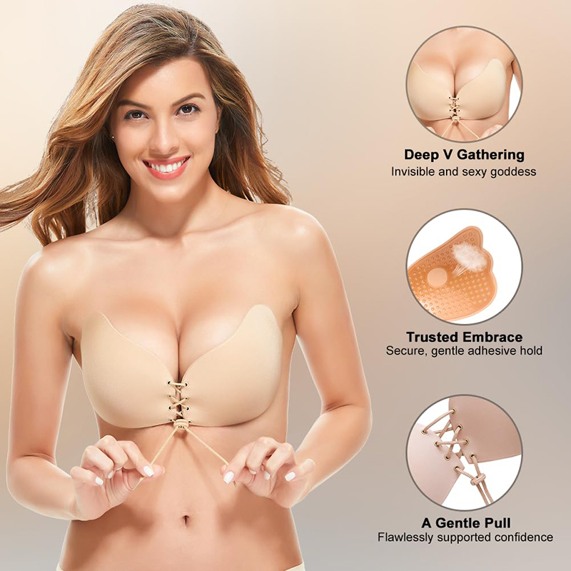 1/2 Pairs النساء الصيف عارية ا - مراجعة Push Up Bra Padded وسعره