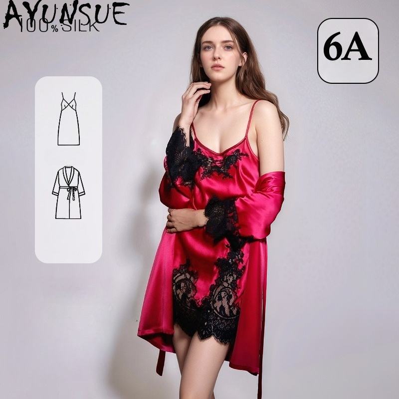 AYUNSUE فستان نوم نسائي من الح - مراجعة Robe Silk Women وسعره