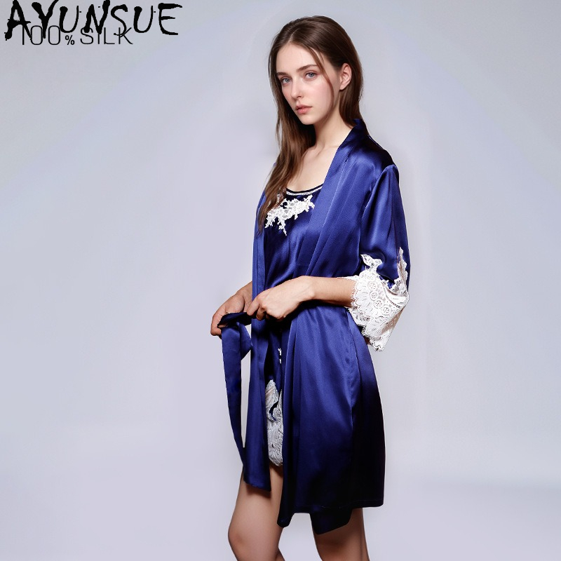 AYUNSUE فستان نوم نسائي من الح - مراجعة Robe Silk Women وسعره